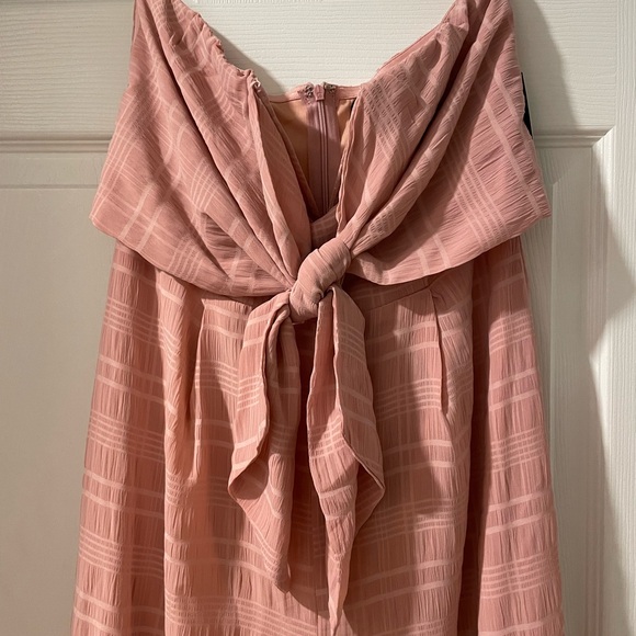 Lulus Perfect Weekend Mauve Strapless Tie-Front Wide-Leg Jumpsuit, size medium - Picture 3 of 13